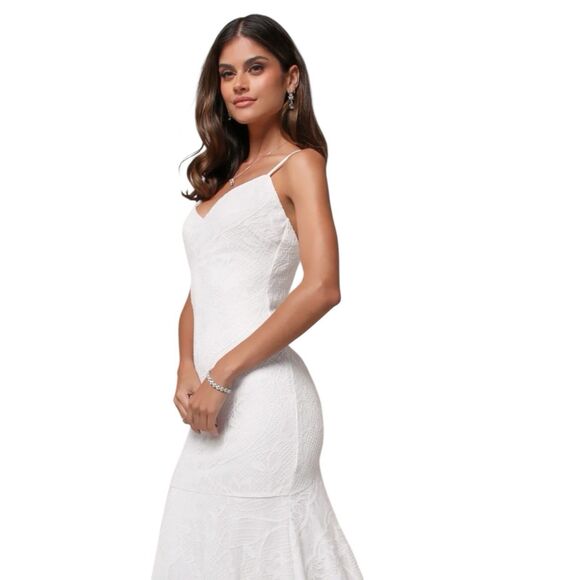 Lulus Flawless Extravagance Maxi Dress Womens Small White Boho Lace Wedding NWT - Picture 5 of 8
